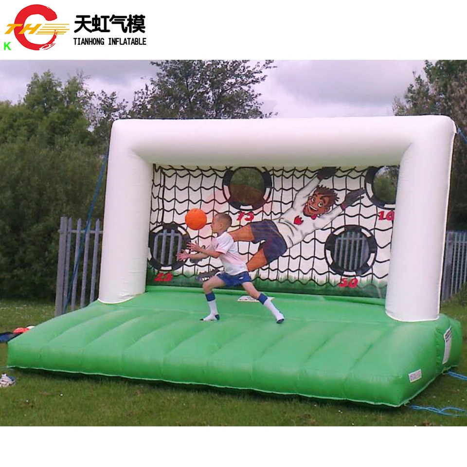 Carnival party rent football shooting target soccer goal, air tight football pitch inflatable soccer field gate