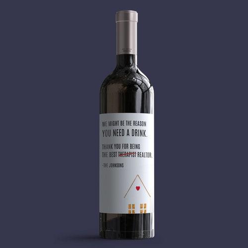 Custom New Home Thank You Present Wine Bottle Label,Funny Real Estate Agent,First Home Purchase,Mortgage Lender Thank You Gifts