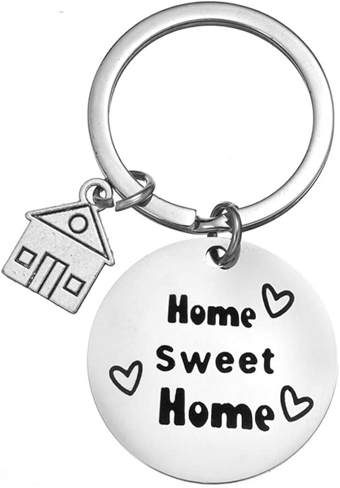 Home Sweet Home KeyChain Housewarming Presents New Homeowner Keychain Closing Gift Ideas Real Estate Gifts From Agent for Client