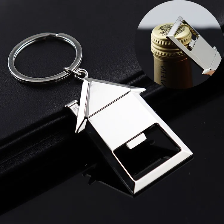 House bottle opener key chain creative metal house shape key chain real estate company practical gift