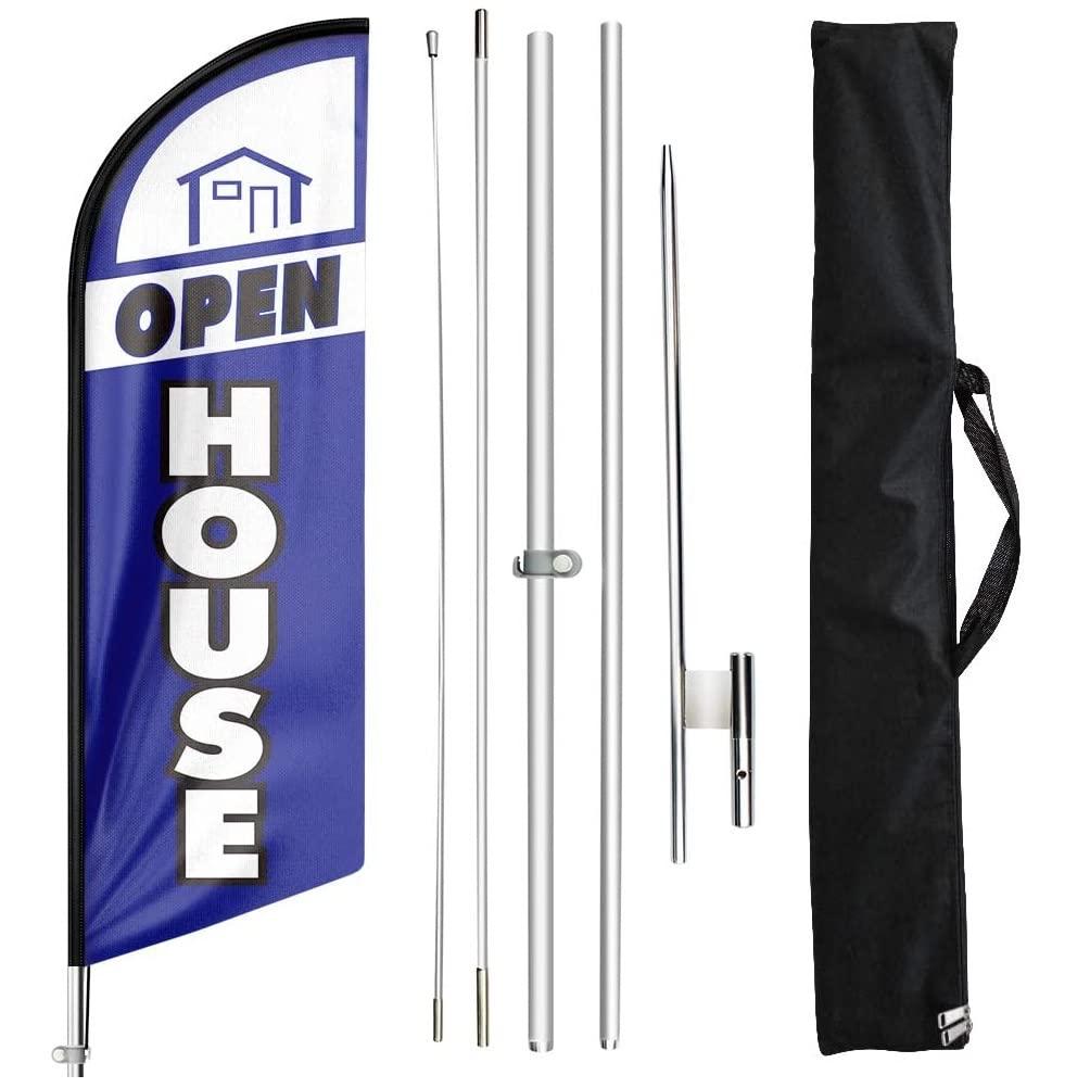 Open House Swooper Flag and Pole Kit,Real Estate Signs Advertising Feather Flag for House Agent Sale Outdoor Decoration